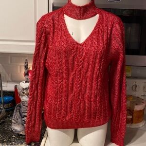 P womens Olivia Sky solid red stretch pullover regular size sweater size XL